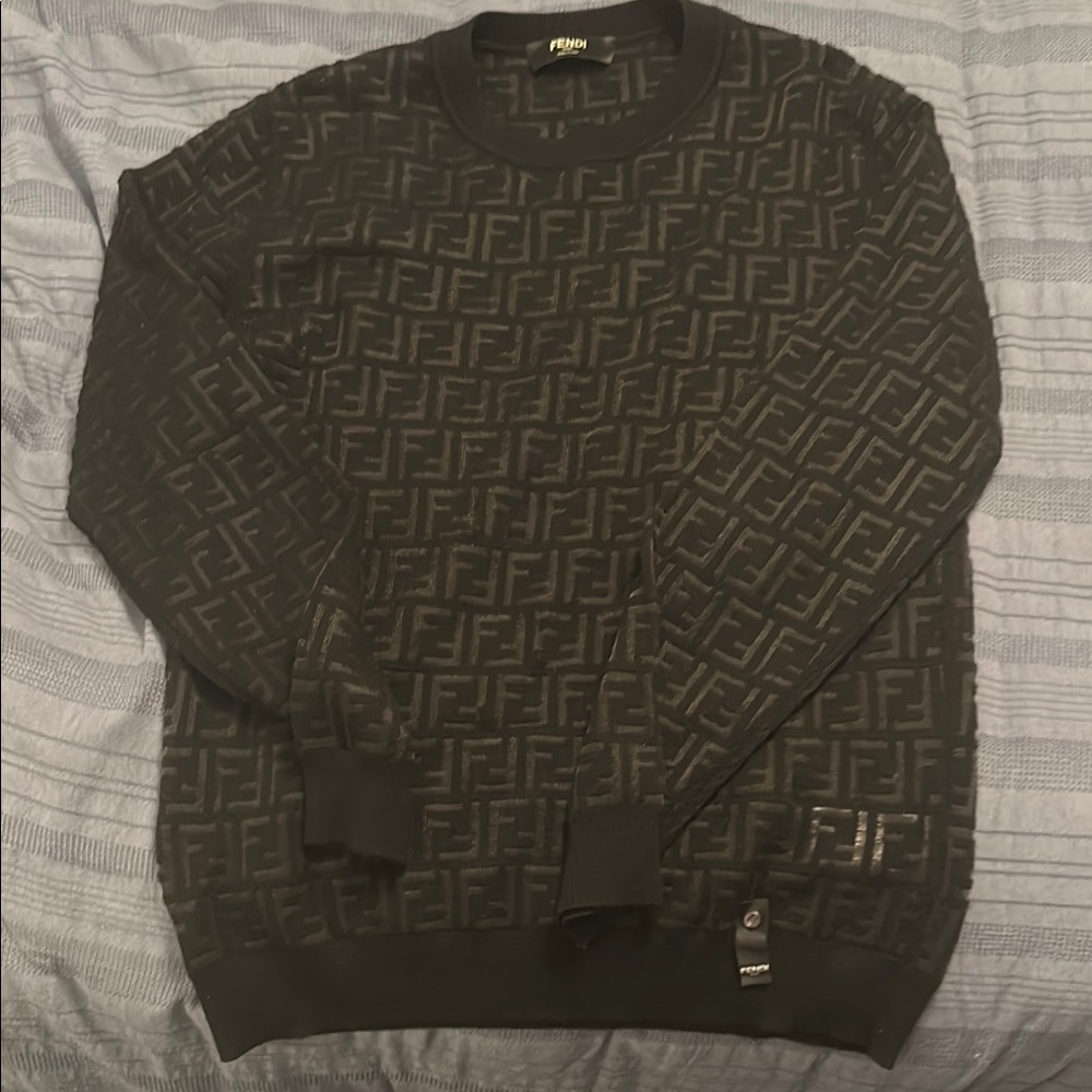 Fendi Black Geometric Crewneck Sweater